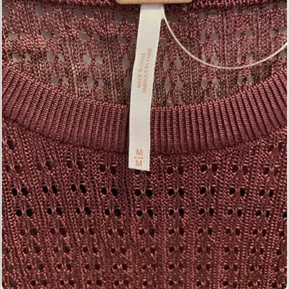 🛍️Free People H2O Crew pullover Top in Row garnet size: Medium 🎉Long sleeve ✨